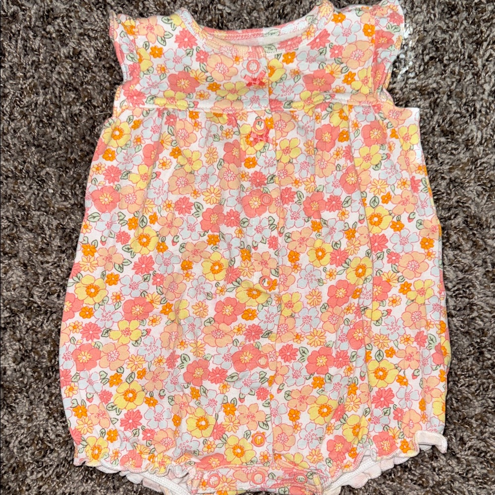 Carter's Floral Baby Romper - Pink, Orange, Yellow